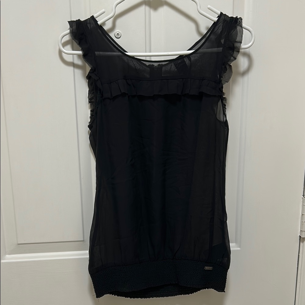 Guess Black Ruffled Blouse